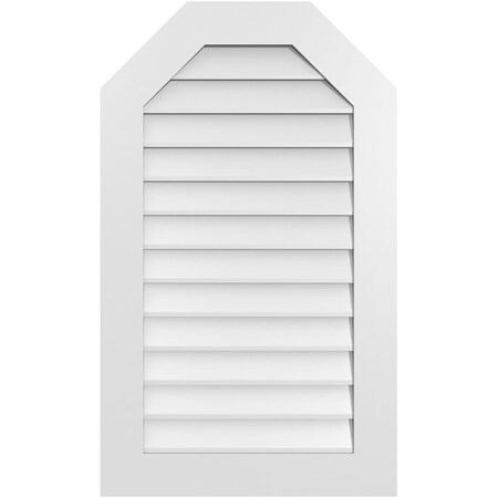 Ekena Millwork Octagonal Top Surface Mount PVC Gable Vent w/ 3-1/2"W x 1"P Standard Frame, 24"W x 40"H GVPOT24X4001SN